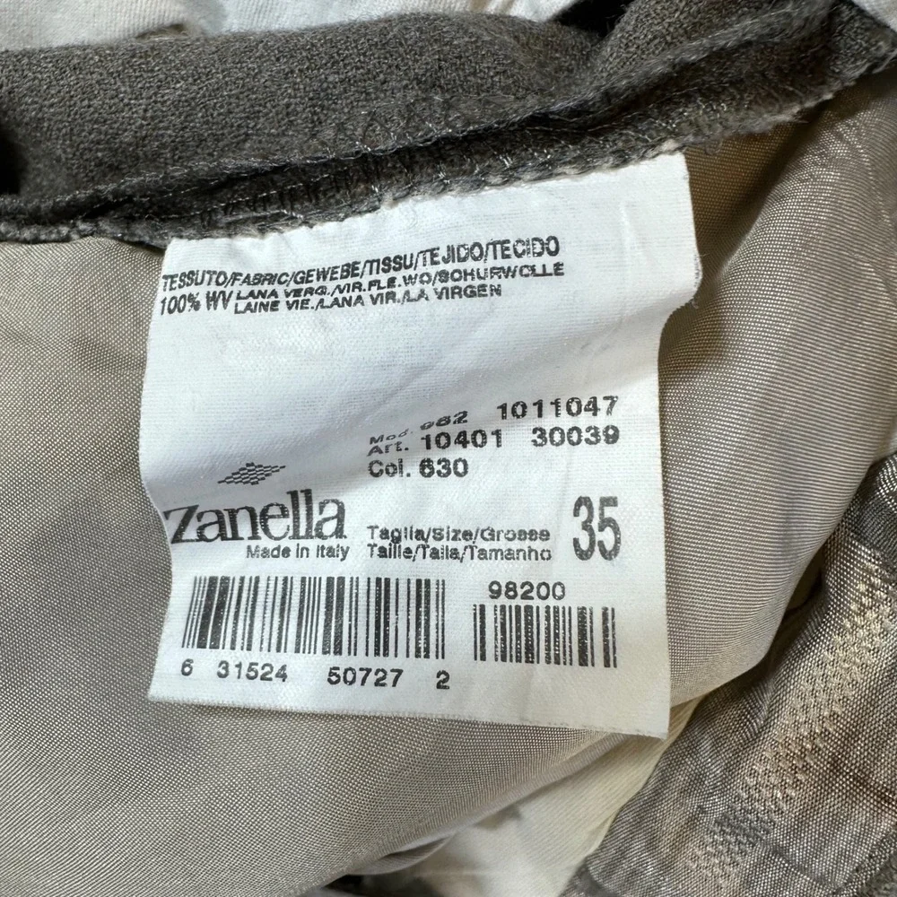 Zanella Pleated Wool Dress Pants Men's Size 35x34 Taupe Brown Italy